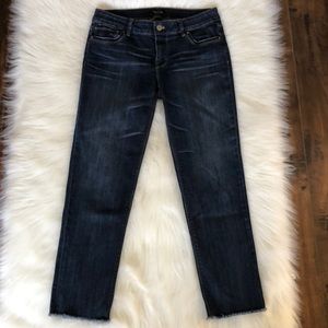 WHBM slim crop frayed hem jeans